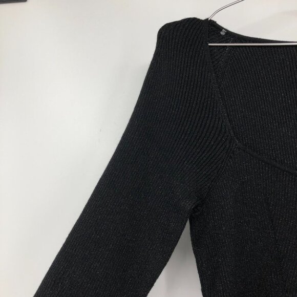 Reitmans Black flattering Diamond neck long sleeve shimmer knit sweater  L - Picture 6 of 14